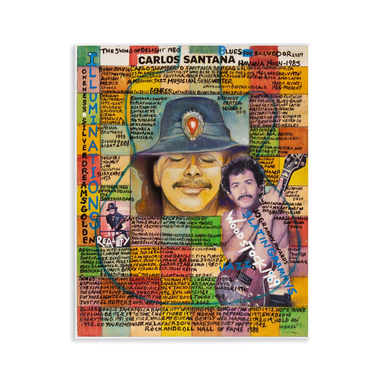 Stupell Industries Carlos Santana Collage Wall Plaque Art Design by Sabin